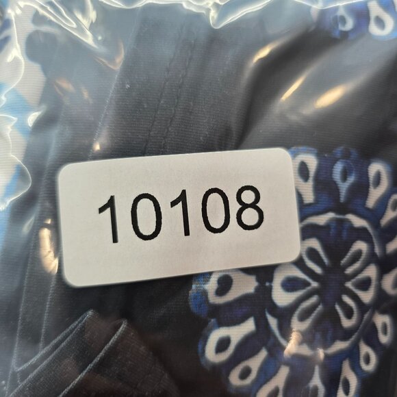 Womens Mely New York Blue & White Print Sleeveless Top Short Sleeve Polyester L - Picture 8 of 8